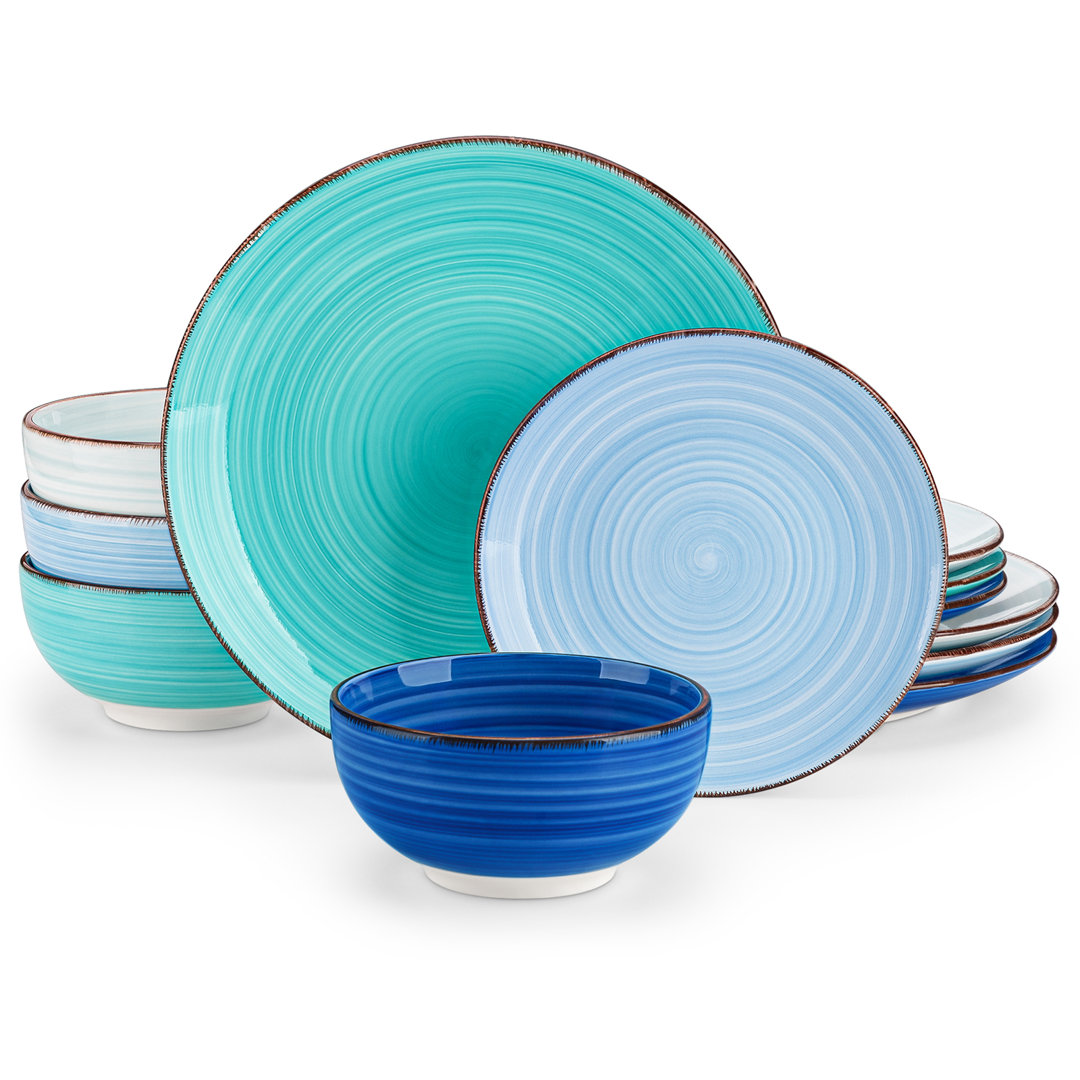 12 Piece Stoneware Dinnerware Set, Service for 4