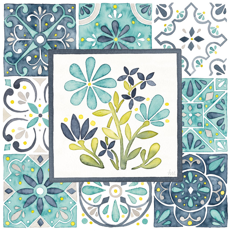 Garden Getaway Patchwork I by Laura Marshall - Wrapped Canvas Painting, 76cm H x 76cm W x 3.8cm D
