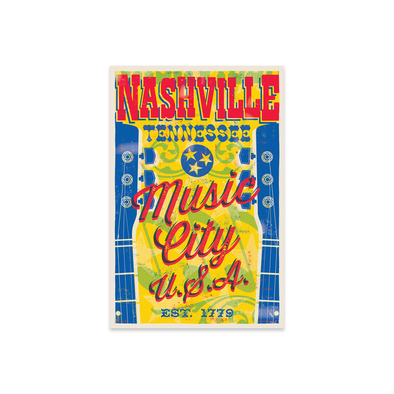 «Nashville Music City U.S.A.», affiche sur plastique / acrylique par Jim Zahniser