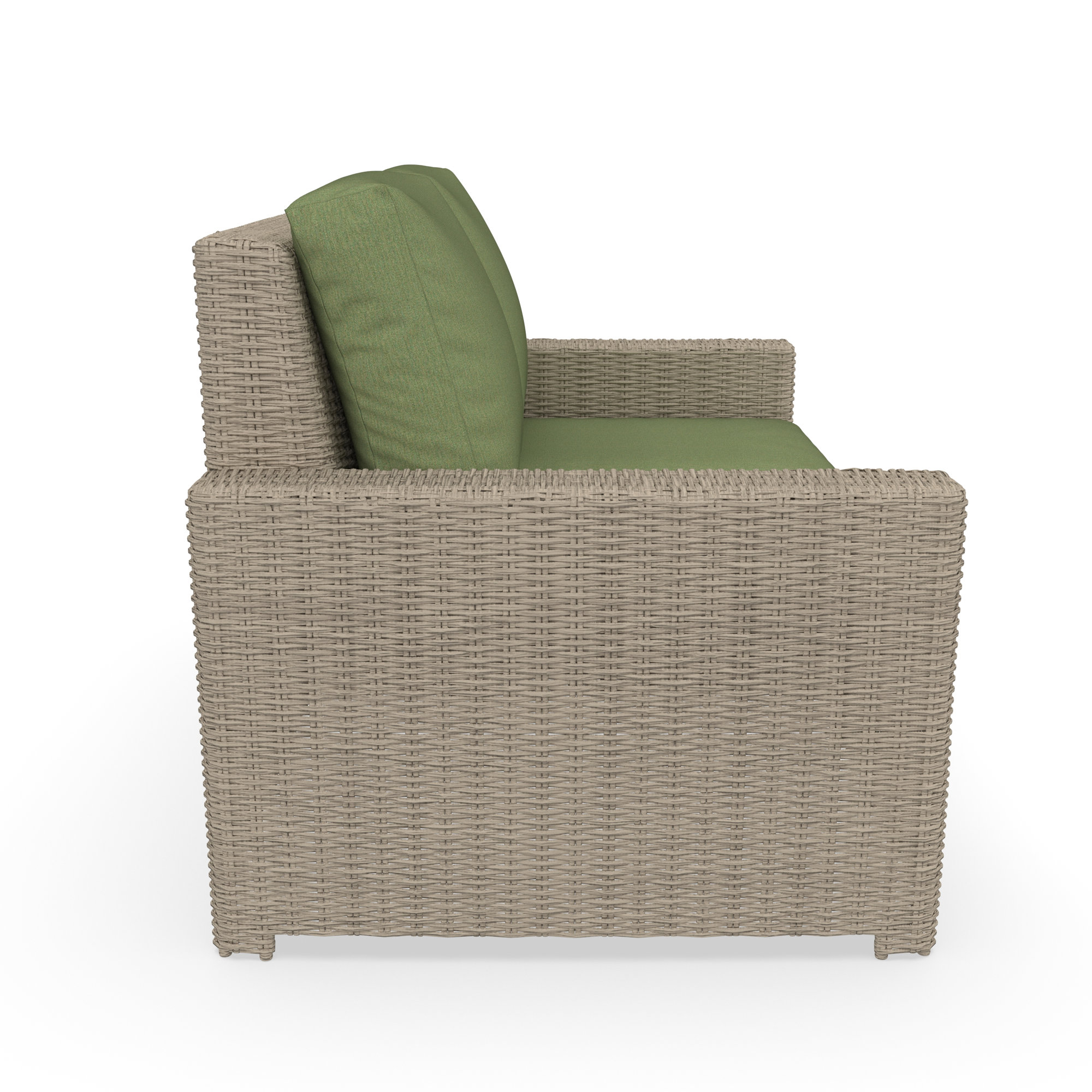 Outdoor Loveseat With Sunbrella Cushions, Canvas Fern
