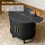 Table de chevet en bois de 19,69 po avec armoire de rangement, table de bout ovale avec tablette réglable et station de charge (noir)-2087682911-2087682897