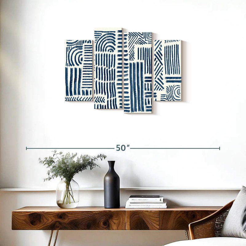 «Strokes And Lines», ensemble de 4 reproductions sur toile 4 pièces par AfroArtistry Studio, H 22 po x l 36 po x P 1 po
