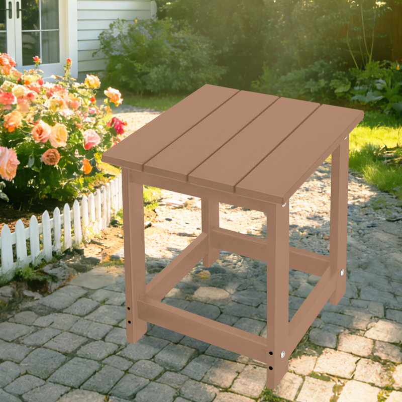 Denarrius Adirondack Outdoor Side Table ,HDPE Patio Table with Easy Maintenance and Weather resistance, Light Brown