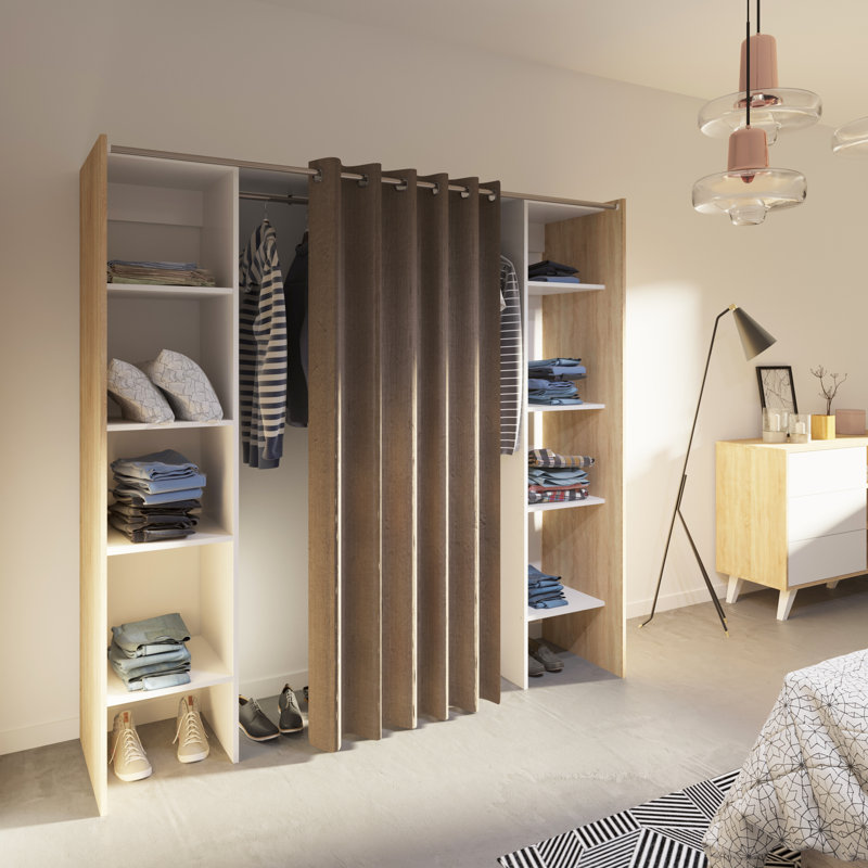 Tom & Jerry 112 cm x 185.3 cm Reach-In Set, White Oak/Taupe