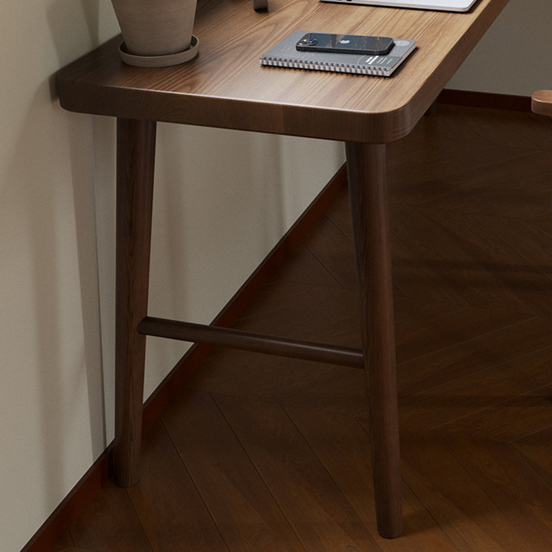 Walnut L-Shaped Solid Wood desk, Right Hand Return, 29.53" H x 70.87" W x 47.24" D