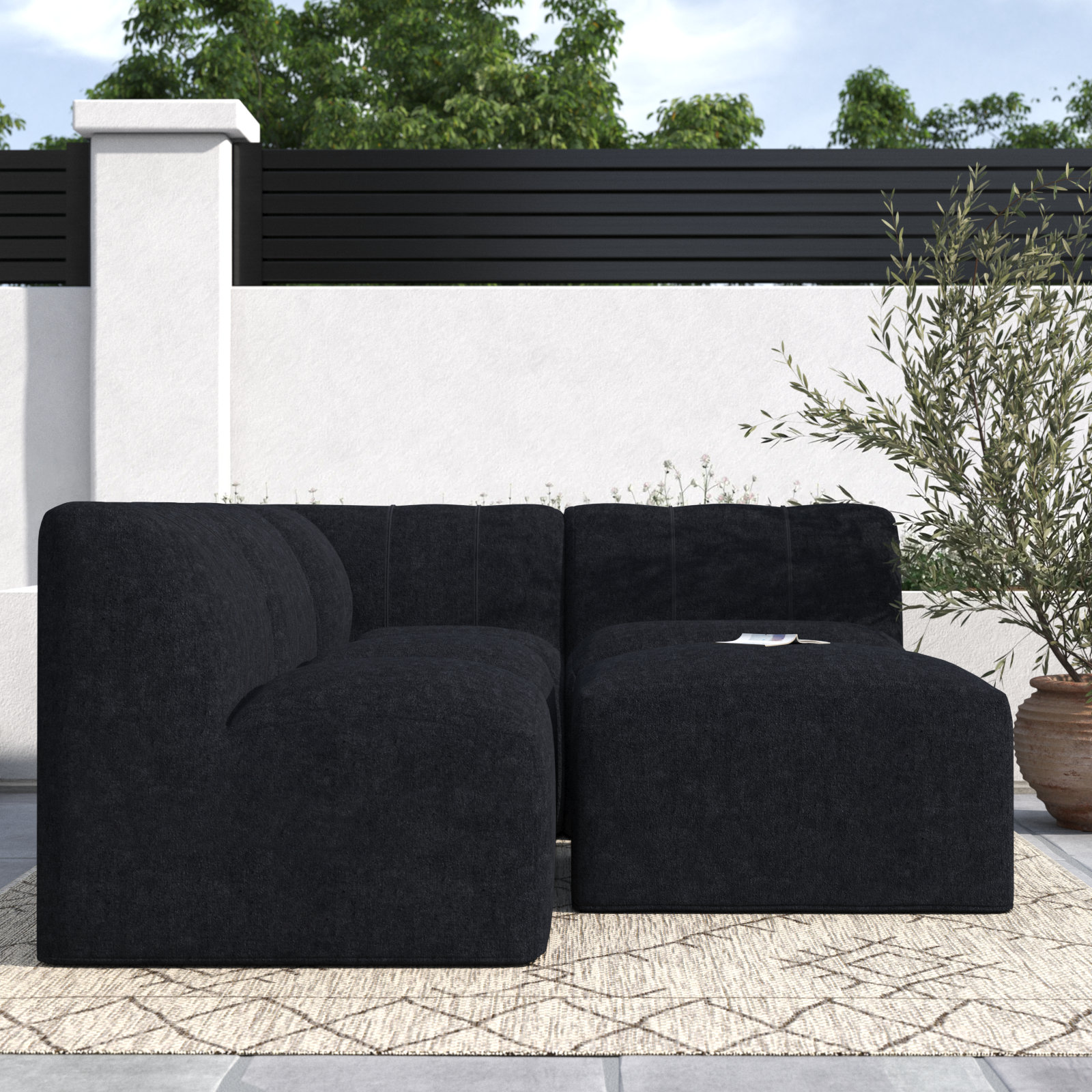 Praia 4-Person Sunbrella® Patio Seating Group, Canvas Black Sunbrella® Canvas