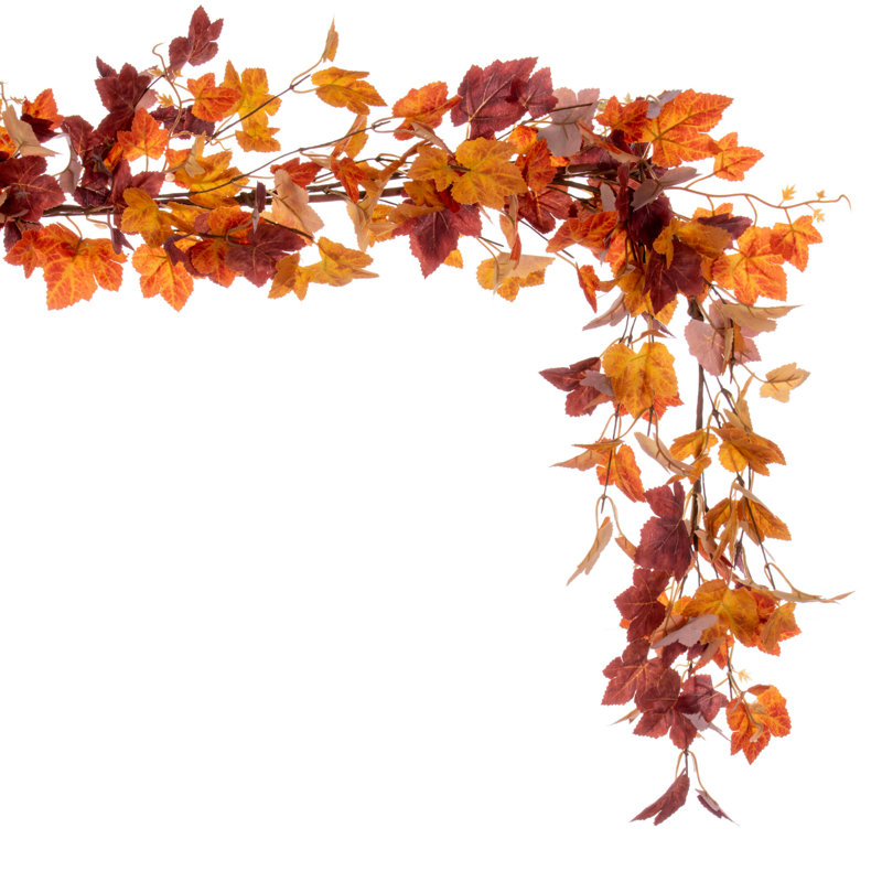 60" Artificial Orange and Red Maple Leaf Fall Garland