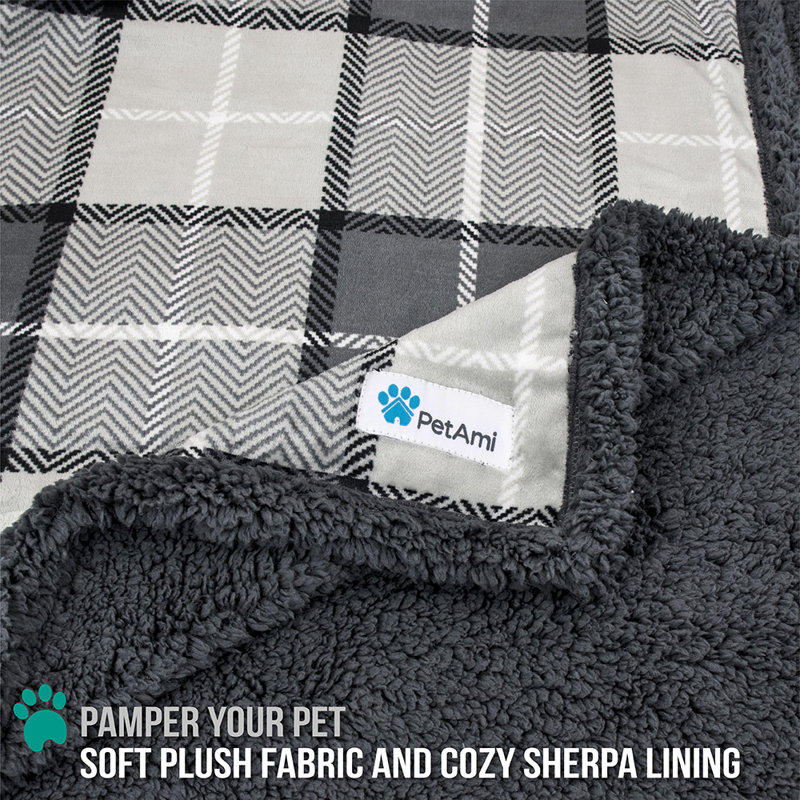 Plaid Outdoor Pet Blanket, Charcoal
