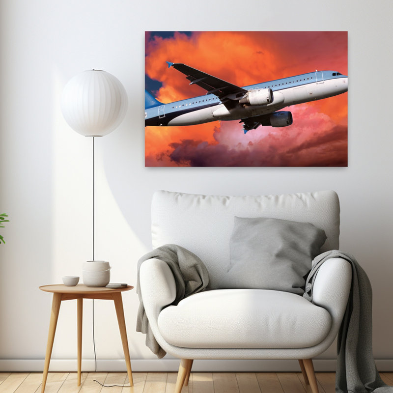 Vue en contre-plongée d'un avion en vol, paysage contemporain abstrait, art naturel, 24" H x 36" W