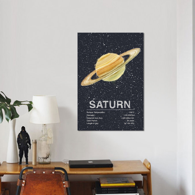 « the planets series : saturn », impression sur toile tendue, H 18 po x l 12 po x P 1,5 po, Pas de tapis, Toile tendue