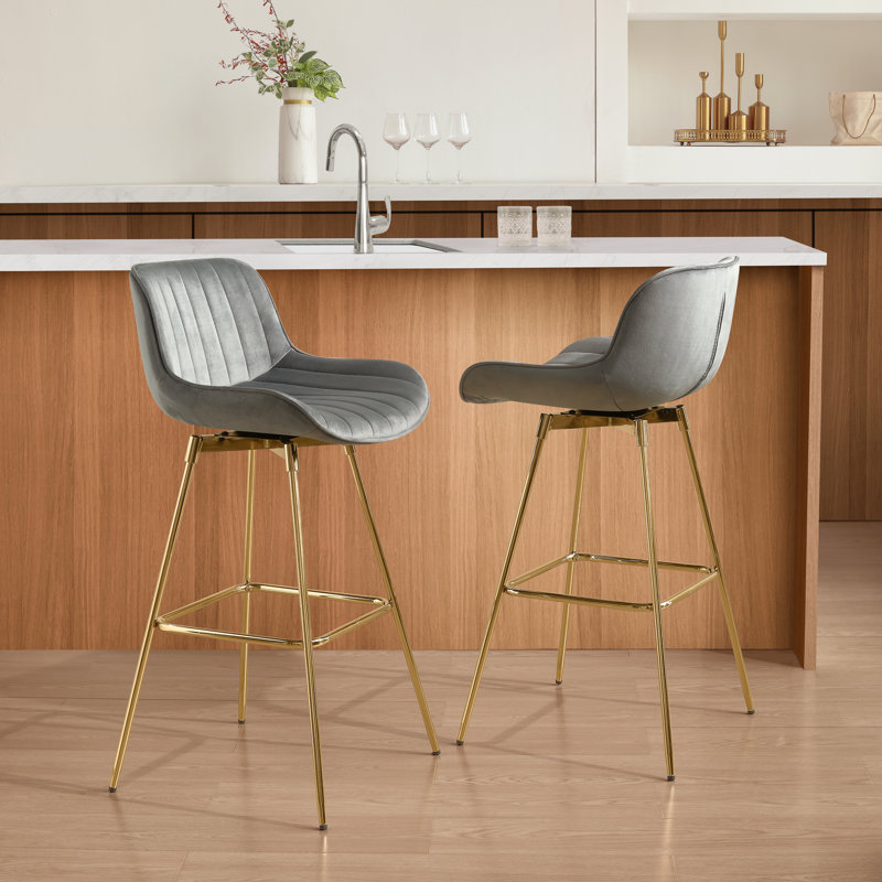 Tabouret de bar rotatif 28,34 po Neuhaus, Gris