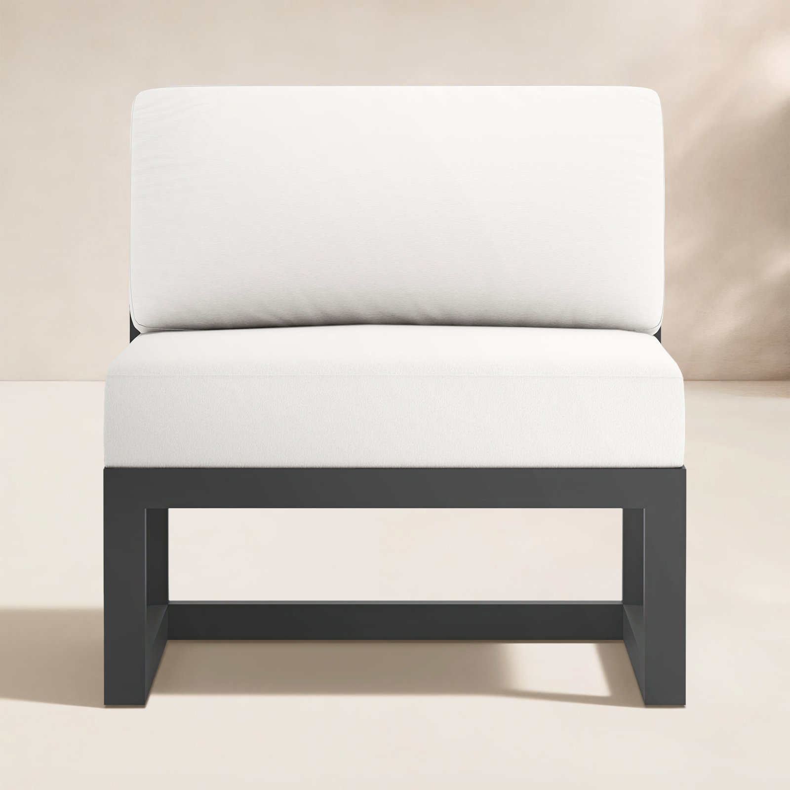Smith Powder Coated Aluminum Outdoor Armless Lounge Chair , Sunbrella® Cushions Included, Canvas Natural, Slate