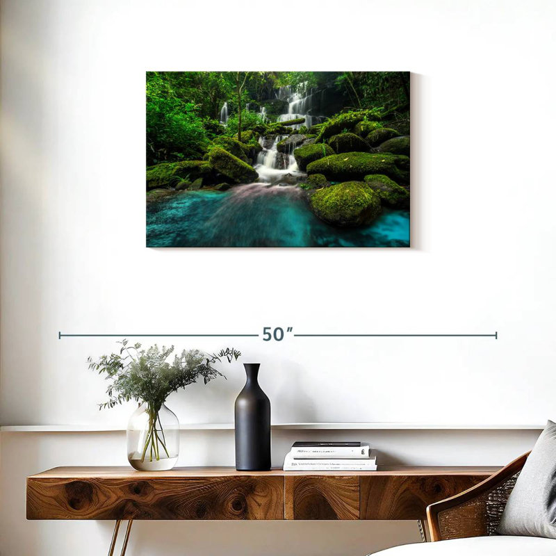 Scène de forêt en cascade, H 20 po x l 30 po