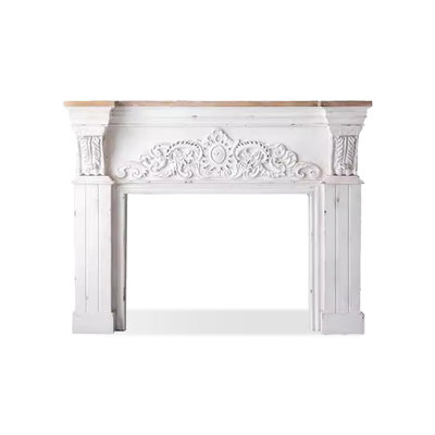 White Manufactured Wood Freestanding Fireplace