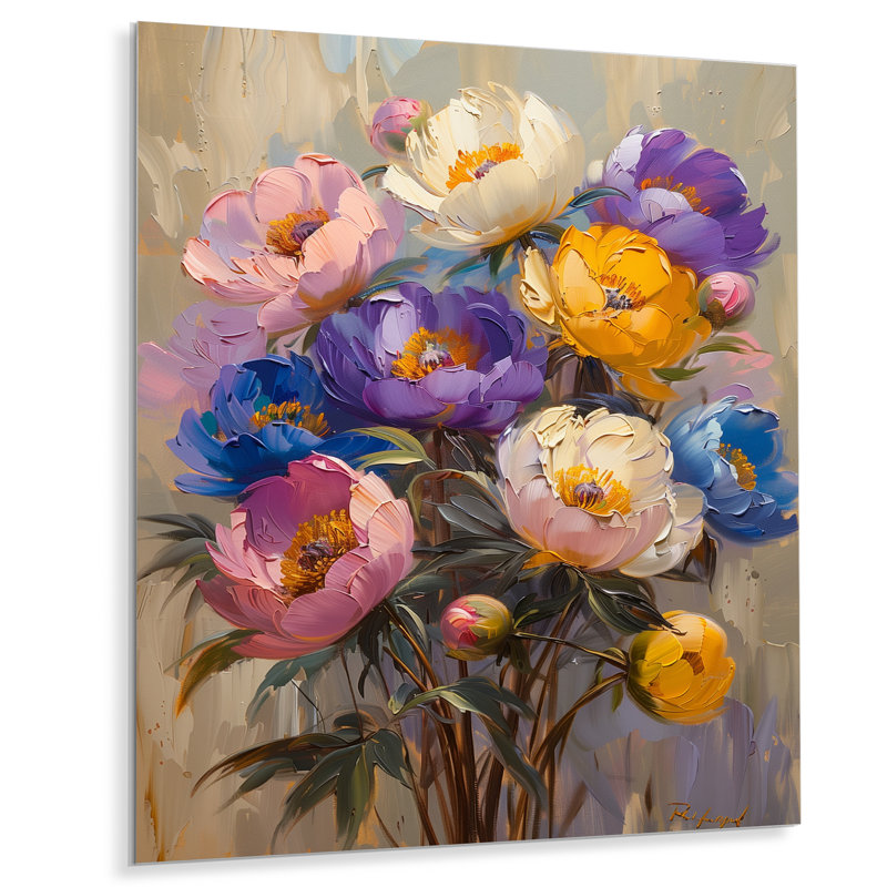 Véronique - pivoines, art mural, salon, Sans cadre, H 24 po x l 32 po