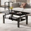 Table basse rectangulaire avec plateau en verre et tablette-1152555306