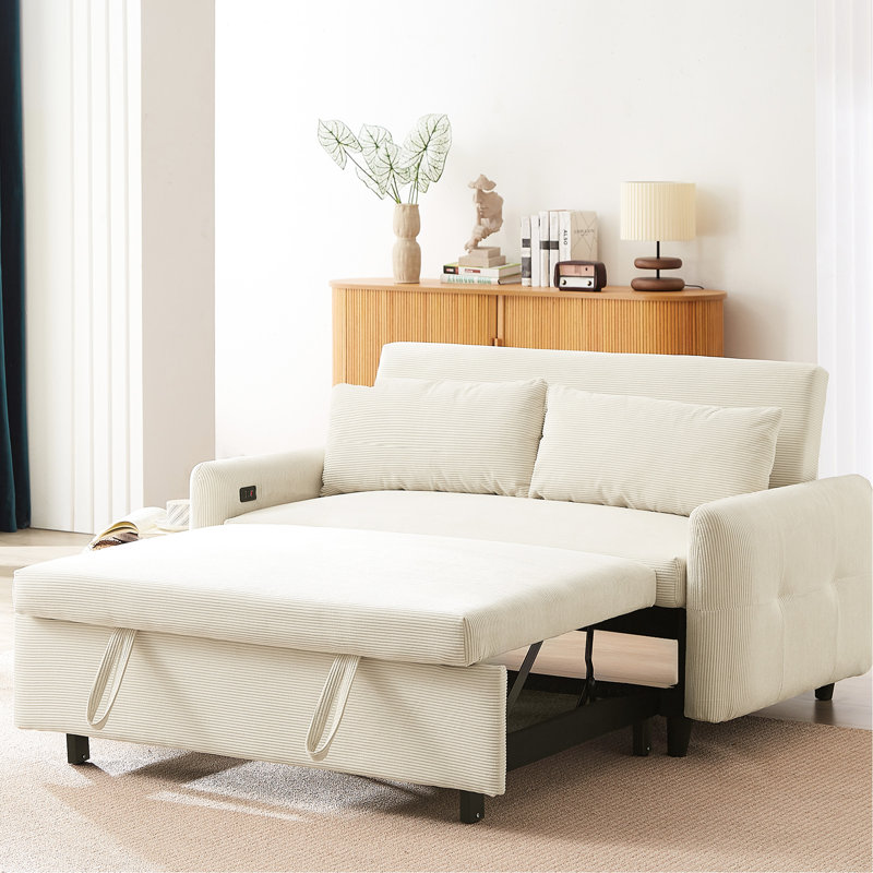 Lit 2 places beige avec structure stable et abri de salon escamotable, Beige