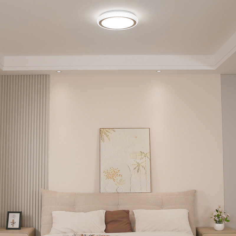 Philisha 16-inch Round LED Flush Mount Ceiling Light with Crystal-like Decorative Ring, 3CCT (3000K/4000K/5000K)