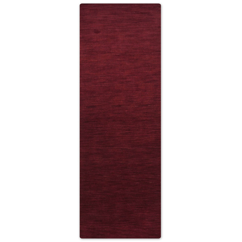 Handmade Dark Red Wool Runner Rug, 2'6" x 8'