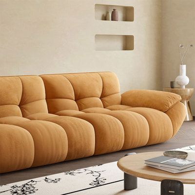 Modern and simple suede straight-row sofa