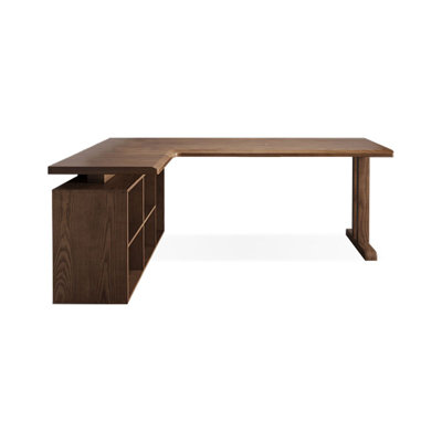 Light-walnut L-Shaped Solid Wood desk