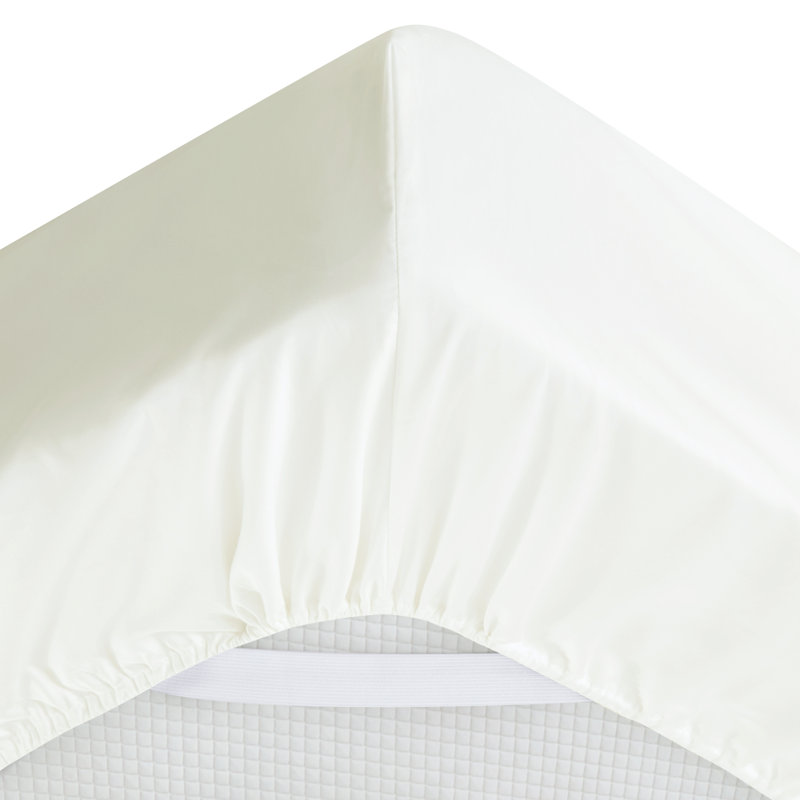 Ensemble de draps en coton 100% coton 4 saisons avec 2 taies d'oreiller, couleur ivoire, Ivoire