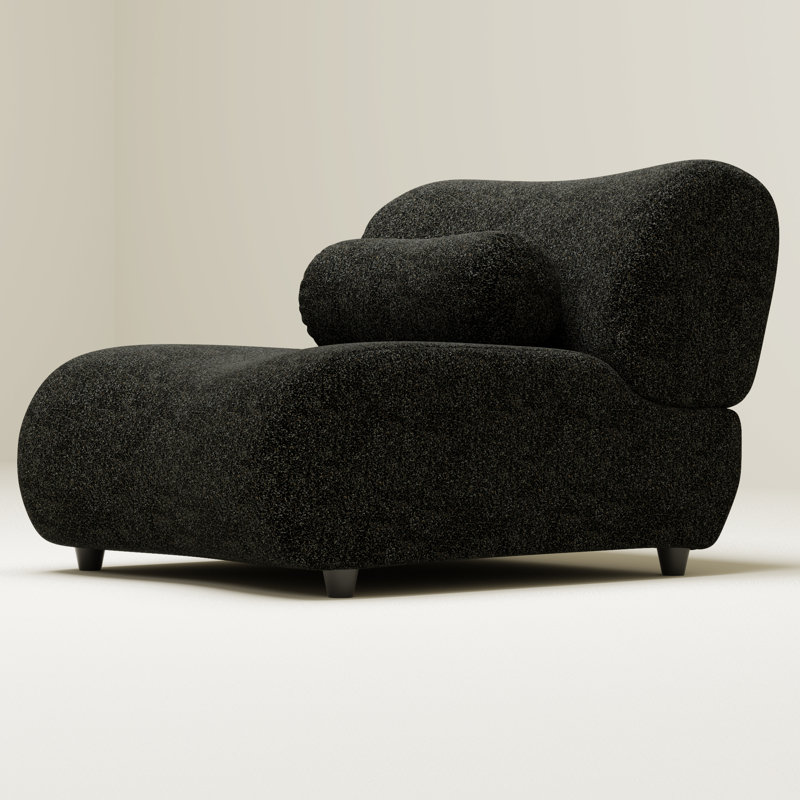 36.02" Modular Large Armless Single Sofa, Black