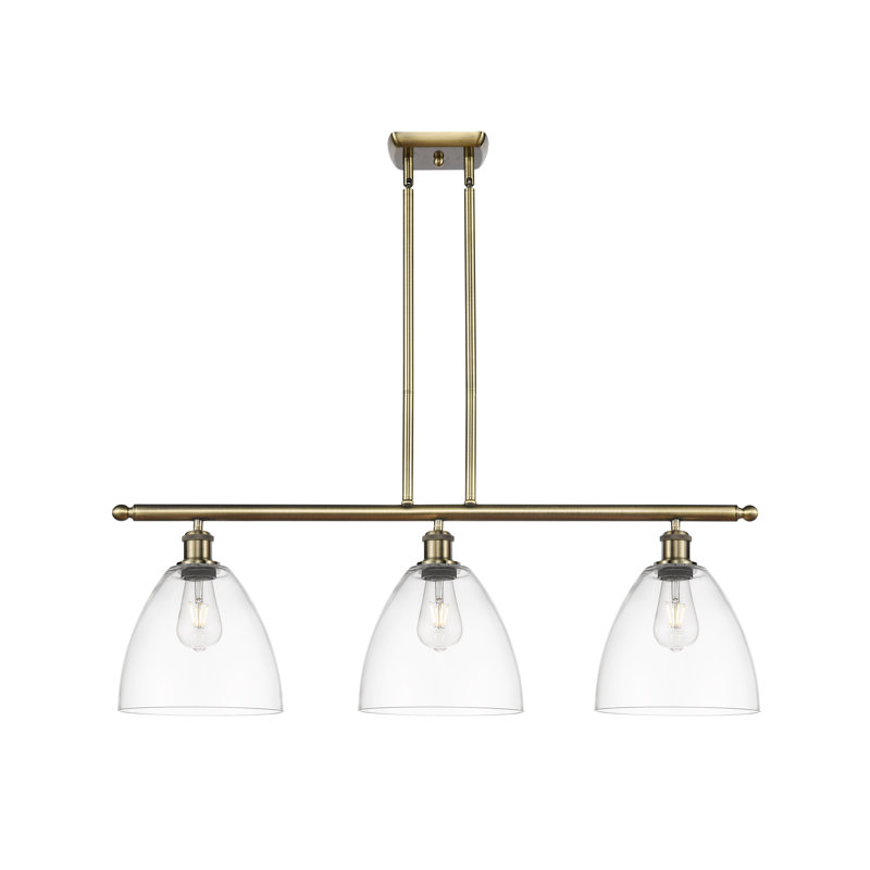 Angelka 3 - Light Kitchen Island Pendant, Antique Brass, Clear, 45.75" H x 36" W x 9" D