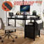 Bureau d'ordinateur 47,3 po avec tiroirs et prise de courant - Design réversible noir pour bureau