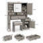 Bureau de coiffeuse Farmhouse avec miroir lumineux coulissant et station de charge - gris bois flottant-2066137837