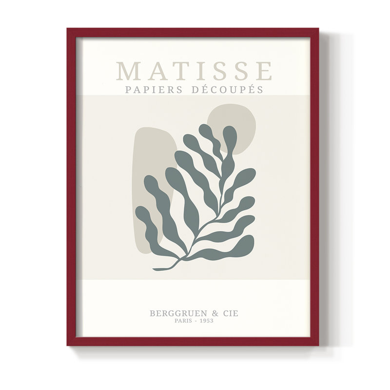 Matisse CD XXXVII, reproduction encadrée - bois massif, Cadre simple rouge, H 10 po x l 8 po