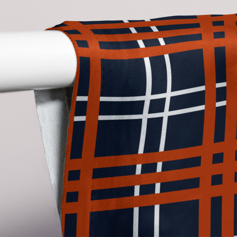 Room Darkening Curtain Single Panel, White/Black/Orange