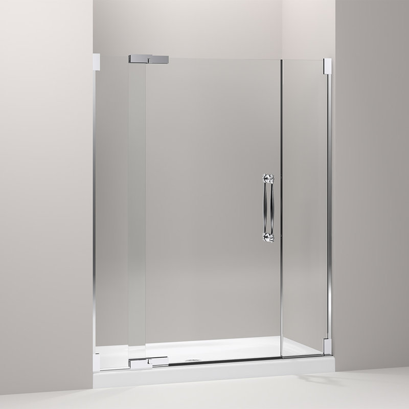 Finial 59.75" x 72.25" Pivot Shower Door, Argent poli brillant
