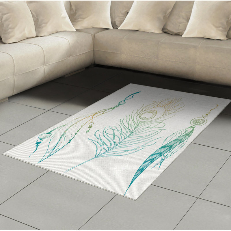 White High Density Long Fiber Poly Threads Decorative Area Rug Carpet, Rectangle 4' x 5'8"