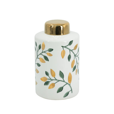 Pot à couvercle - vert / or / blanc