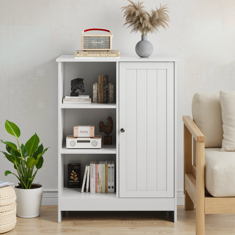 Freestanding Storage Cabinet With Open Compartments And Closed Cabinet For Bathroom Kitchen Living Room Office