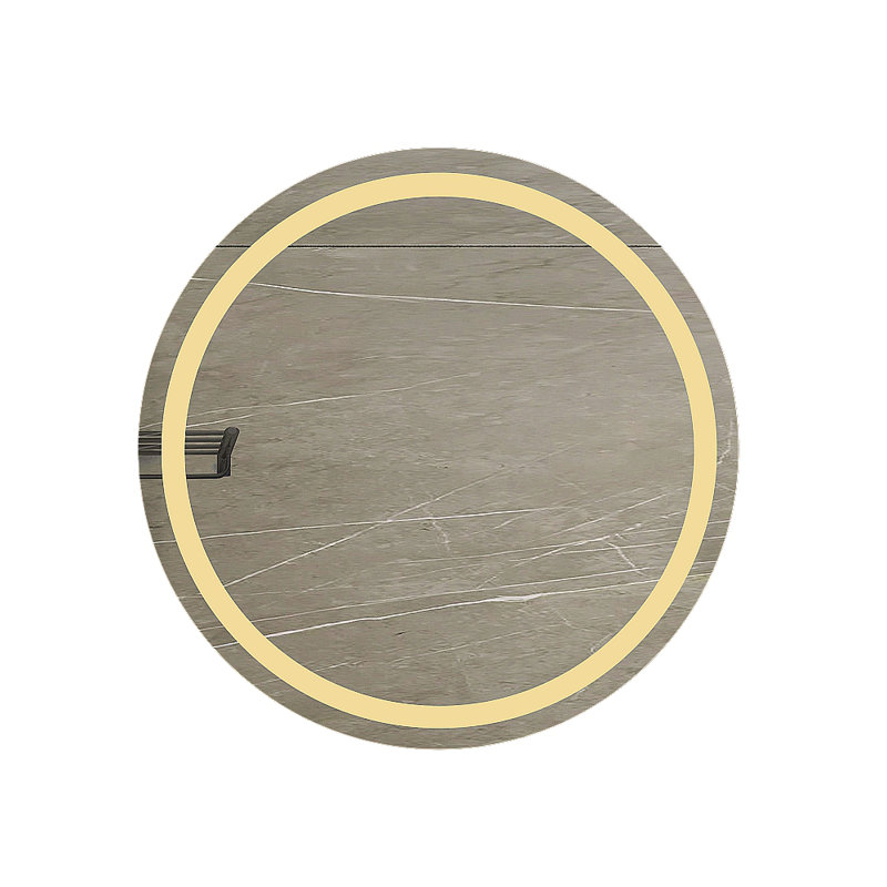 Miroir de salle de bain simple à DEL en cristal poli pour salle de bain, 27,68 po x 27,68 po