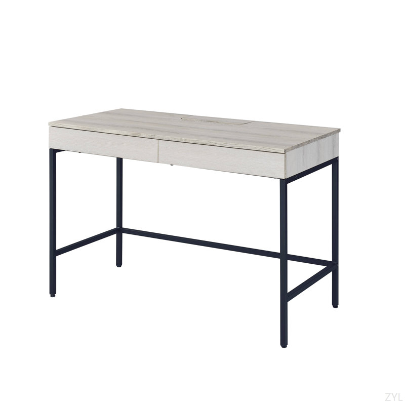 Bureau d'écriture au fini naturel et noir, Naturel/noir