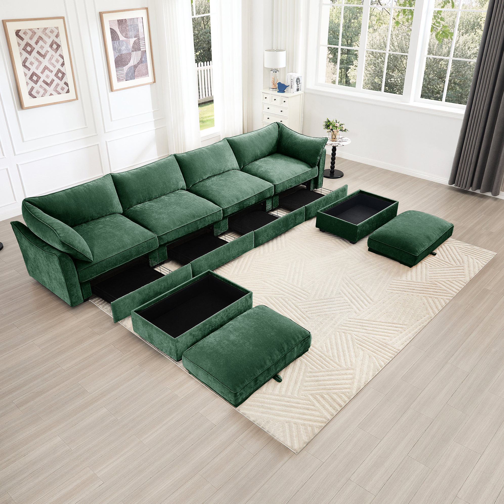 Hokku Designs 4 - Seat U Shape With 2 Movable Ottomans, 6 Modular ...
