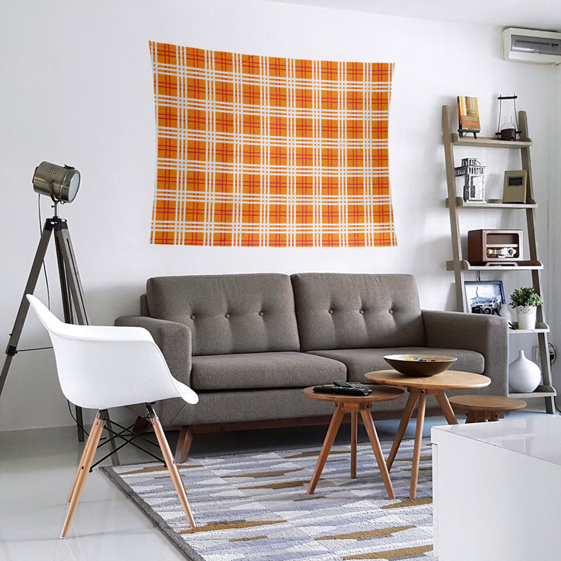 Tapisserie en microfibre de luxe Tampa Bay, H 68 po x l 80 po, Orange; rouge; blanc