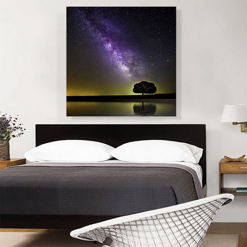 " Milky Way Galaxy And Tree ", 36" H x 36" W x 0.75" D