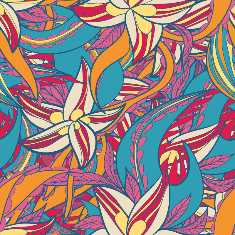 Floral Pattern - Wrapped Canvas Print, 30cm H x 30cm W x 3.8cm D