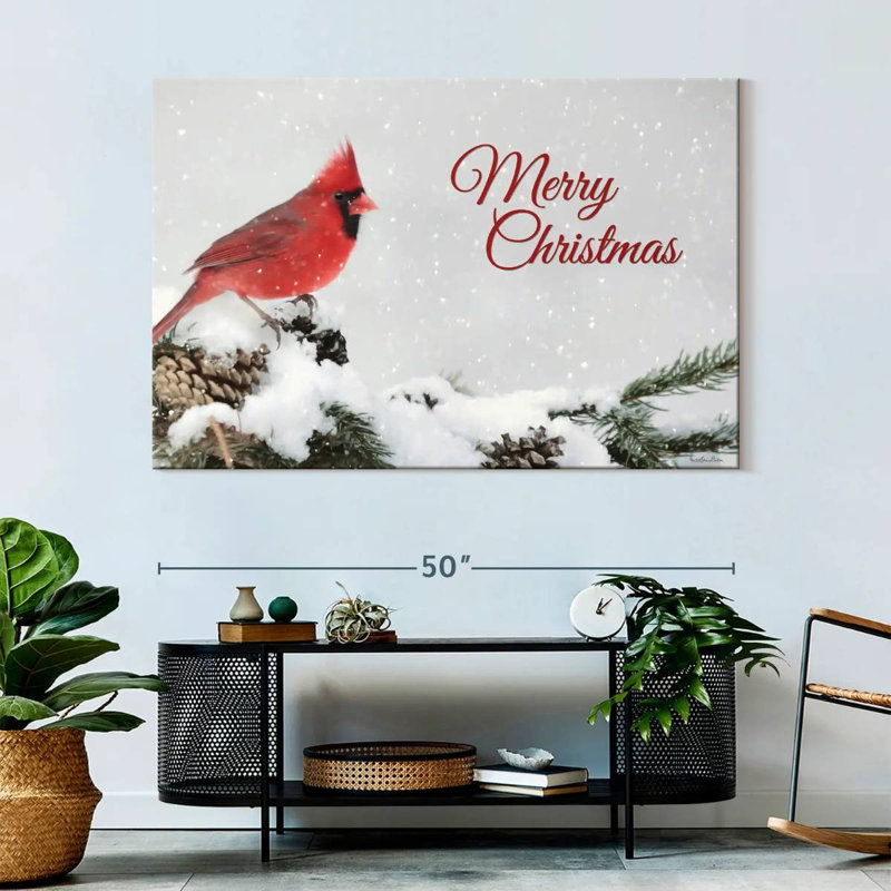 Cardinal Lelend Merry Christmas, H 34 po x l 51 po