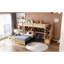 Lit simple surélevé naturel avec bureau intégré et fabrication robuste - avec bureau et rangement-1255775219