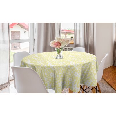Ambesonne Floral Round Tablecloth, Graphic Daisy Blossoms Design On Yellow Background Spring Flowers Artwork, Circle Table Cloth Cover For Dining Room -  East Urban Home, 3EFC98B474A04C2084B2A3C6634E0F13