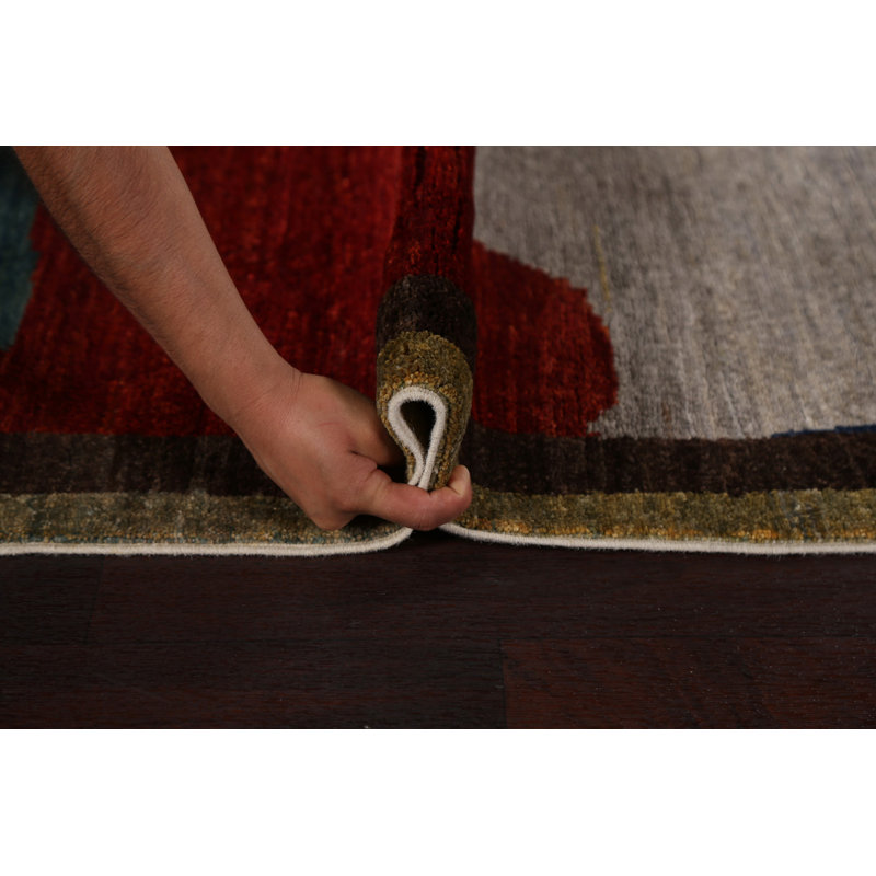 Modern Gabbeh  Wool Runner Rug 3x9