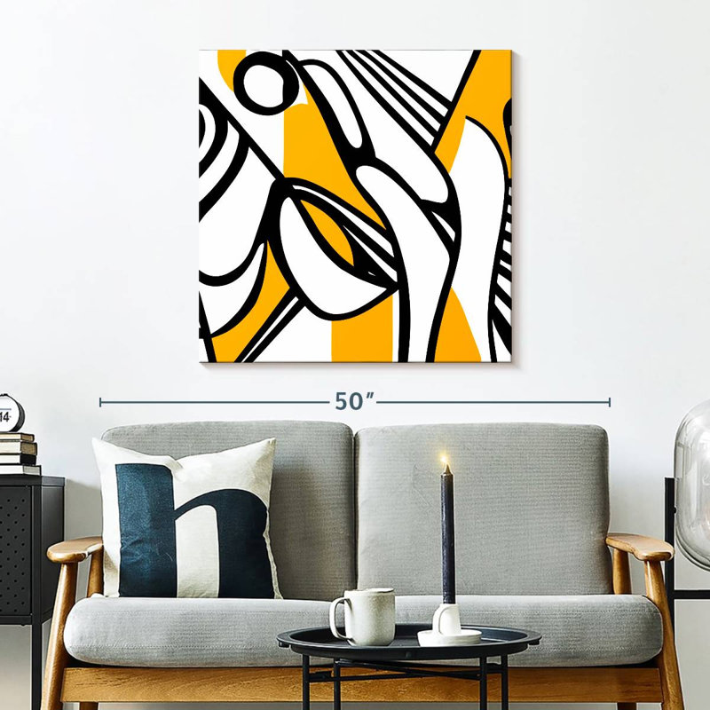 Lignes noires et jaunes Avery, H 30 po x l 30 po