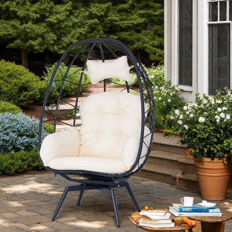 Chaises de patio pivotantes, rotin en acier moderne intérieur / extérieur