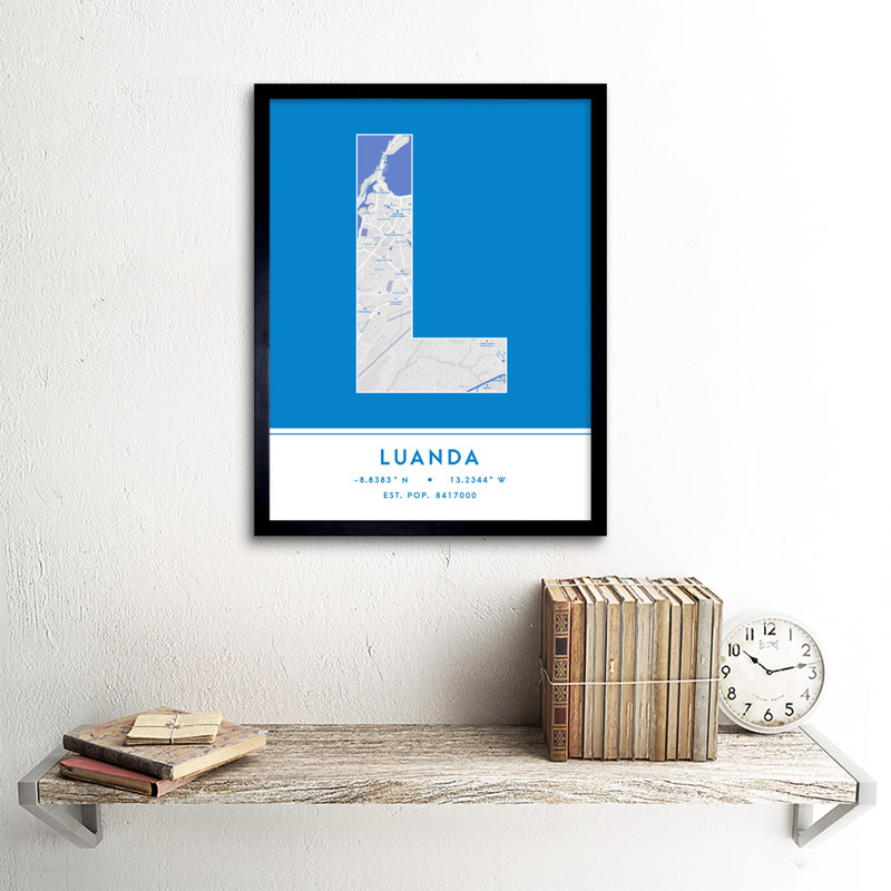 Luanda Angola City Map - Single Picture Frame Typography