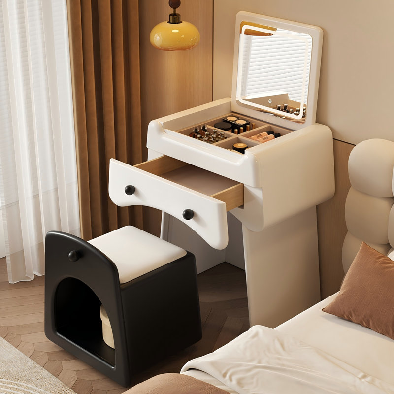 Petit meuble-lavabo de chevet crème
